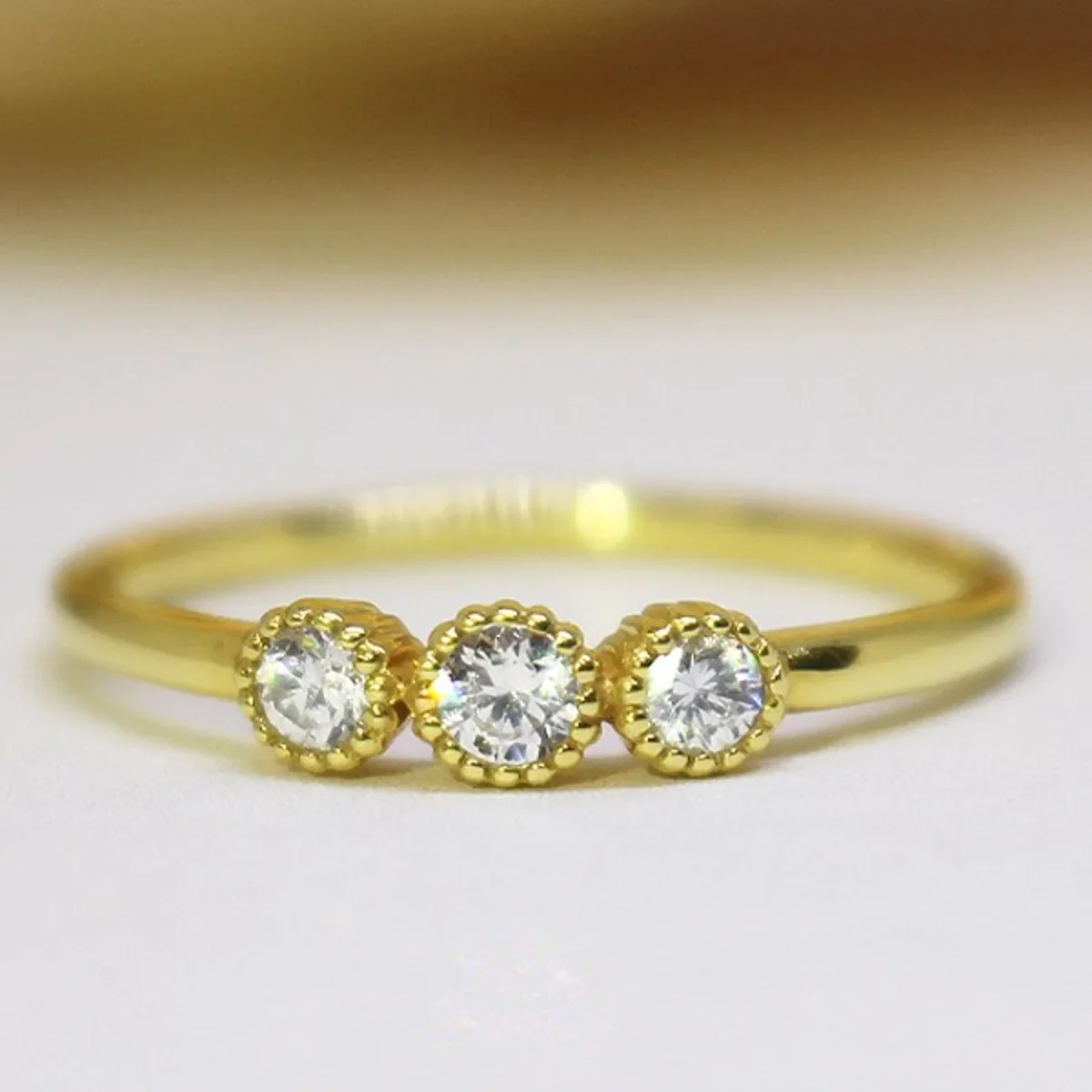 0.18ct K18イエローゴールド ダイヤリング